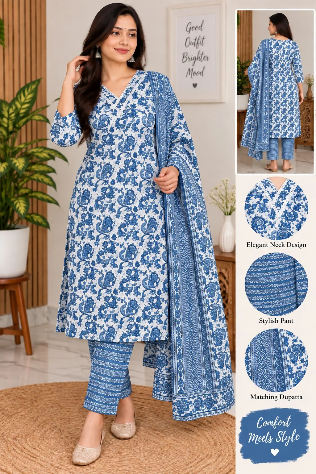 Floral Printed 3-Piece Kurta Set with Dupatta — photo 2