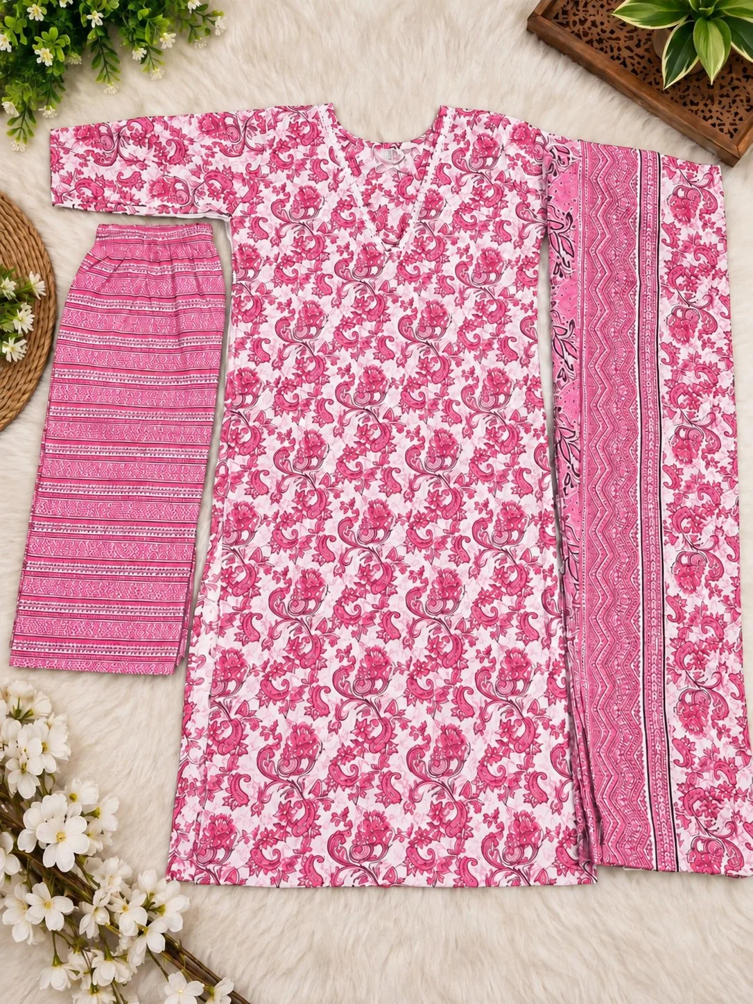 Floral Printed 3-Piece Kurta Set with Dupatta — photo 3