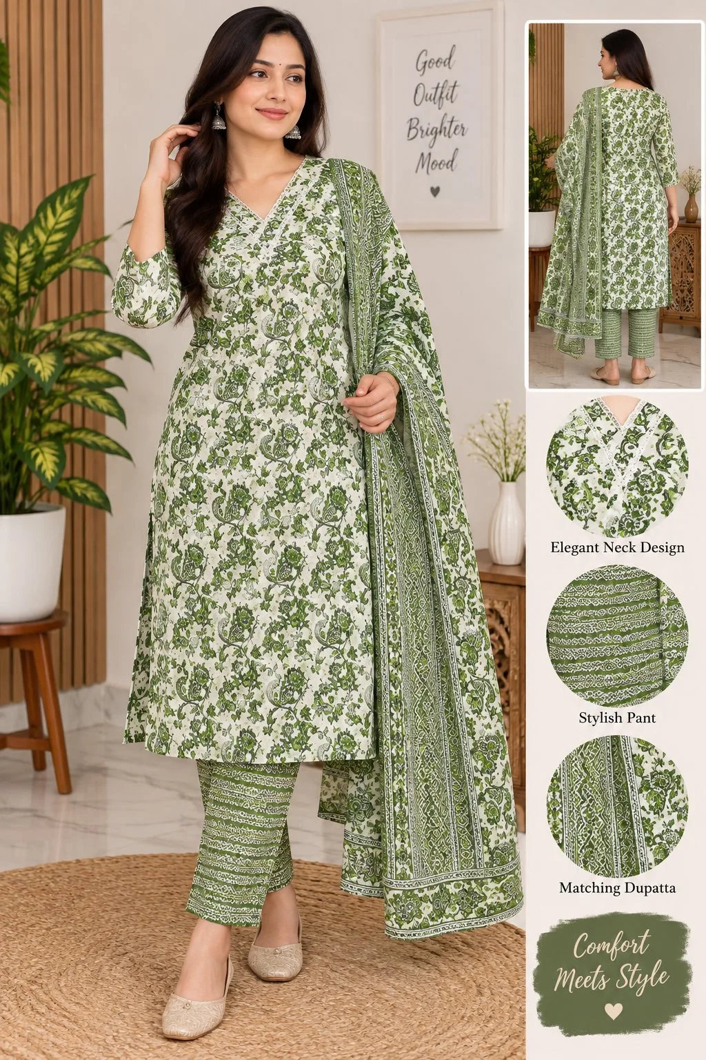 Floral Printed 3-Piece Kurta Set with Dupatta — photo 6