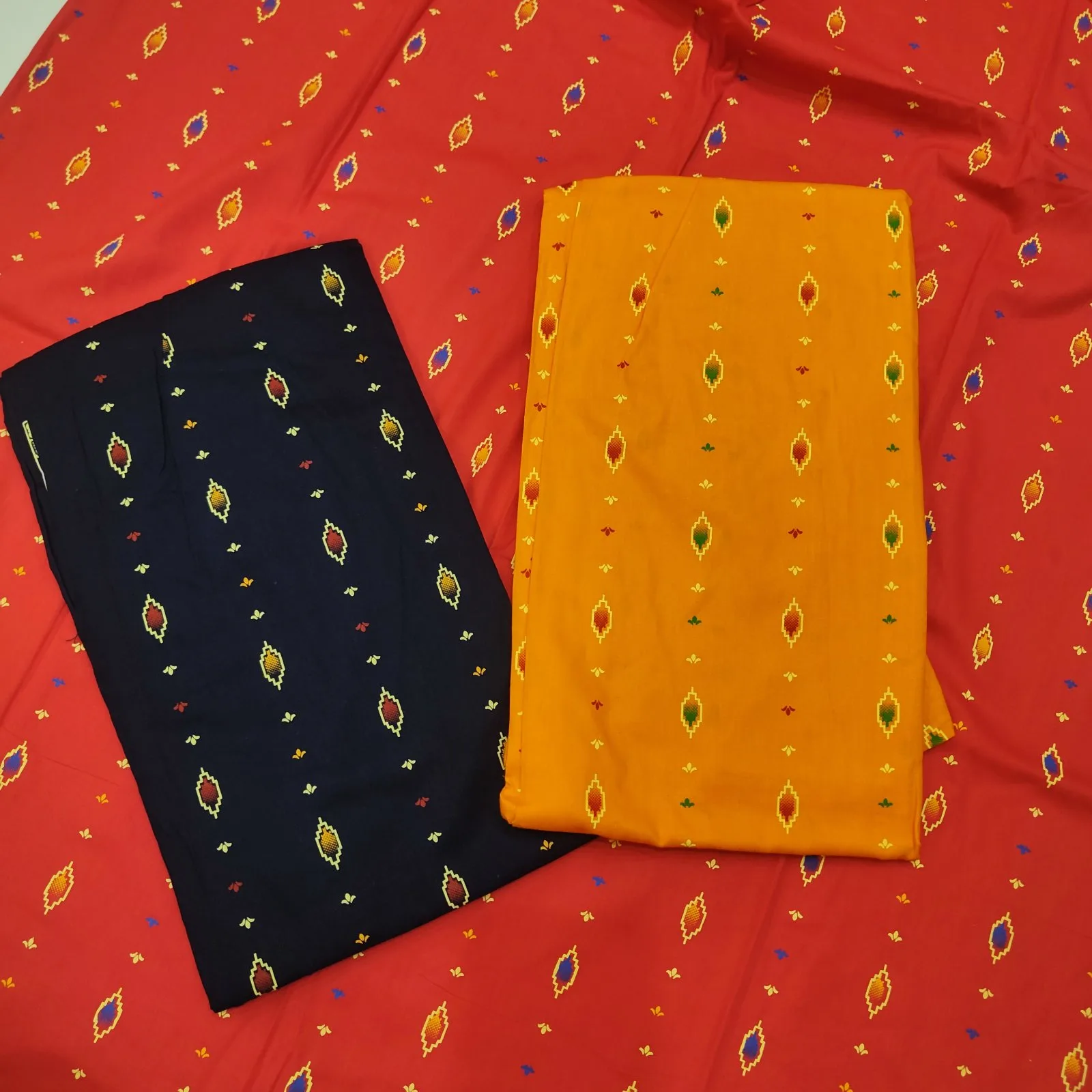 “Women’s Red Printed Cotton Nighty with Contrast Pocket – Comfortable Home Wear” — photo 2