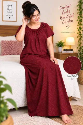 Women’s Printed Comfort Nighty – Soft Cotton Blend