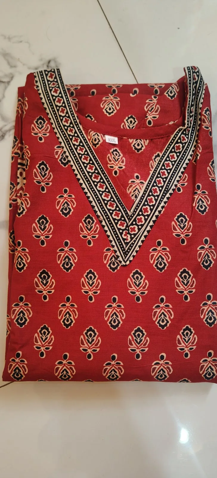 Maroon Printed Kurti Pant Set for Women | 3/4 Sleeve Ethnic Wear — photo 4