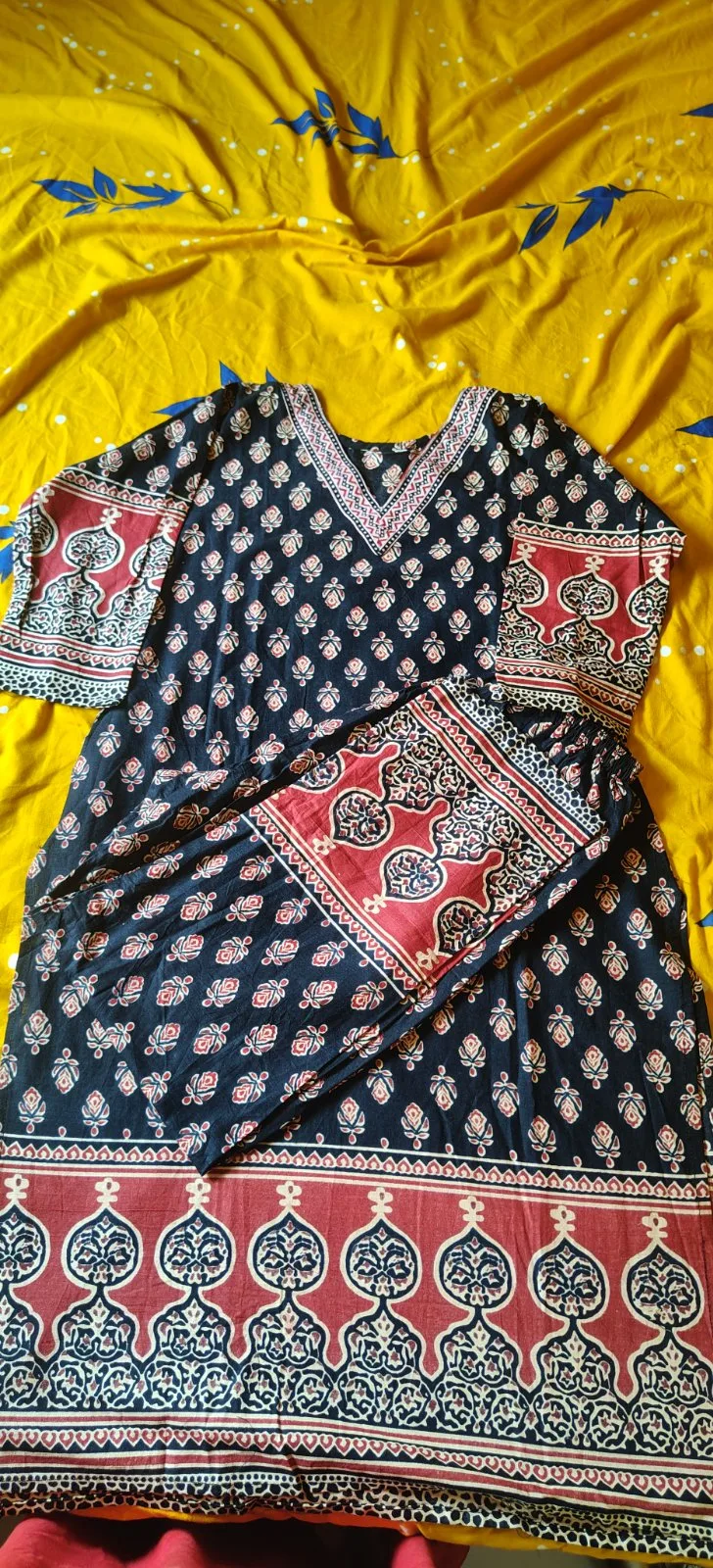 Maroon Printed Kurti Pant Set for Women | 3/4 Sleeve Ethnic Wear — photo 6